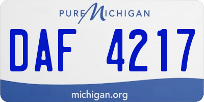 MI license plate DAF4217