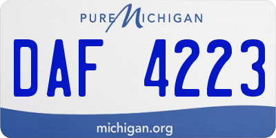 MI license plate DAF4223