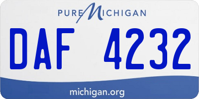 MI license plate DAF4232