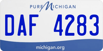 MI license plate DAF4283
