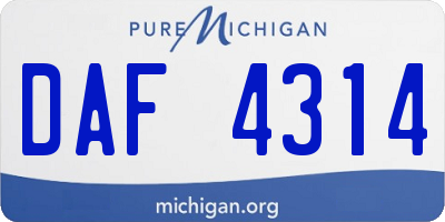 MI license plate DAF4314
