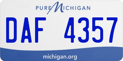 MI license plate DAF4357