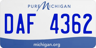 MI license plate DAF4362