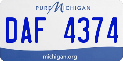 MI license plate DAF4374