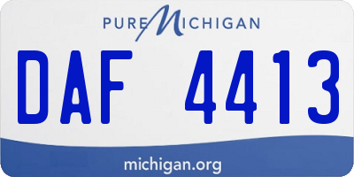 MI license plate DAF4413