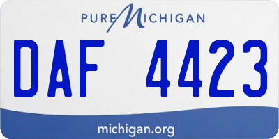 MI license plate DAF4423