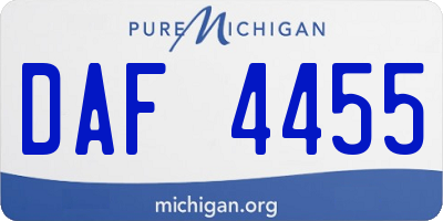 MI license plate DAF4455