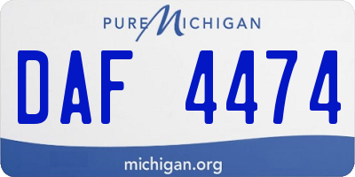 MI license plate DAF4474