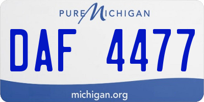 MI license plate DAF4477