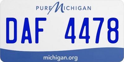 MI license plate DAF4478