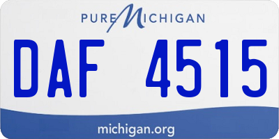 MI license plate DAF4515
