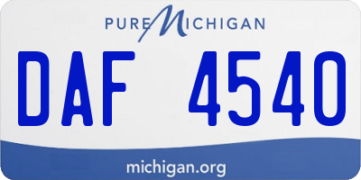 MI license plate DAF4540