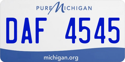 MI license plate DAF4545