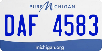 MI license plate DAF4583