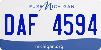MI license plate DAF4594