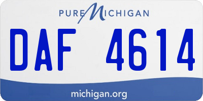 MI license plate DAF4614