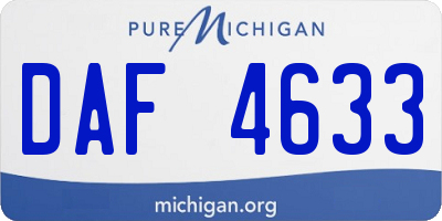 MI license plate DAF4633