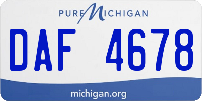 MI license plate DAF4678