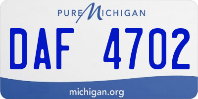 MI license plate DAF4702