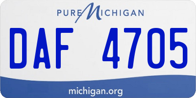 MI license plate DAF4705