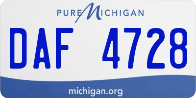 MI license plate DAF4728