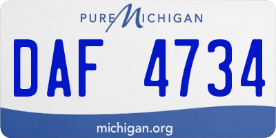 MI license plate DAF4734