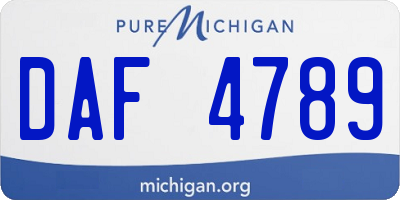 MI license plate DAF4789