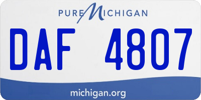 MI license plate DAF4807