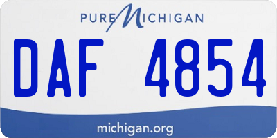 MI license plate DAF4854