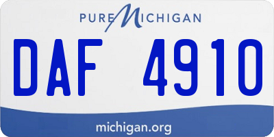 MI license plate DAF4910