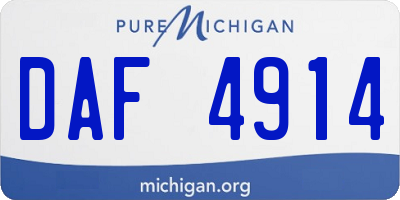MI license plate DAF4914