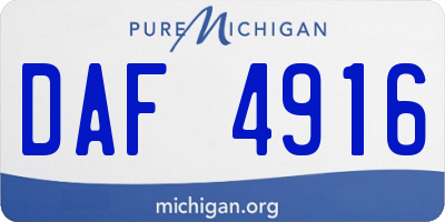 MI license plate DAF4916
