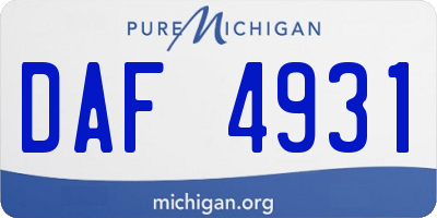 MI license plate DAF4931