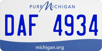 MI license plate DAF4934