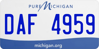 MI license plate DAF4959