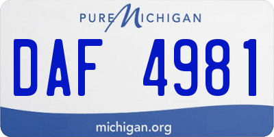 MI license plate DAF4981