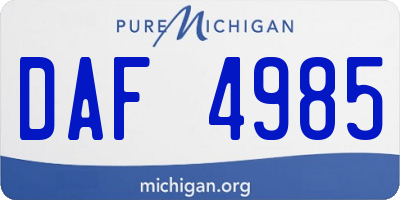 MI license plate DAF4985