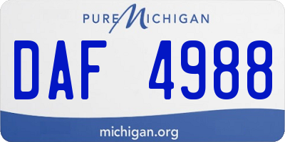 MI license plate DAF4988