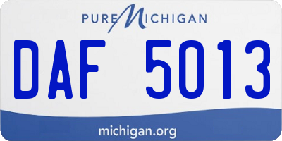 MI license plate DAF5013