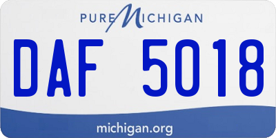 MI license plate DAF5018