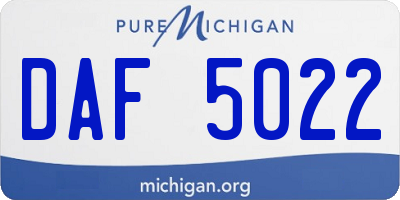 MI license plate DAF5022