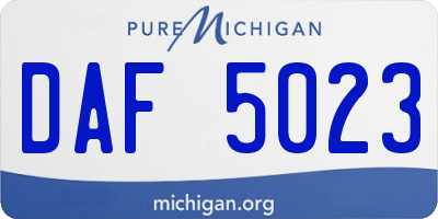 MI license plate DAF5023