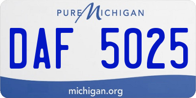 MI license plate DAF5025