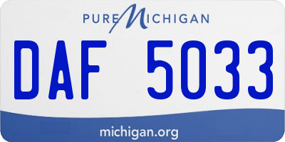 MI license plate DAF5033