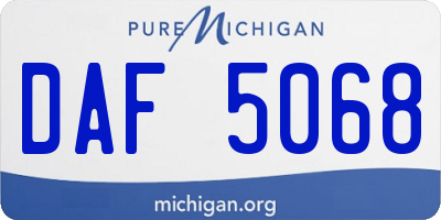 MI license plate DAF5068