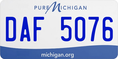 MI license plate DAF5076