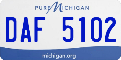 MI license plate DAF5102