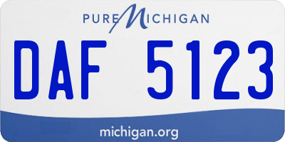 MI license plate DAF5123