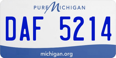 MI license plate DAF5214
