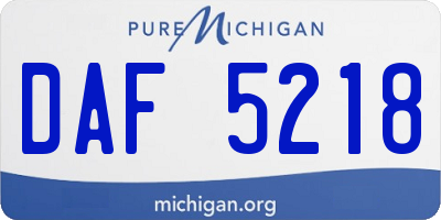 MI license plate DAF5218